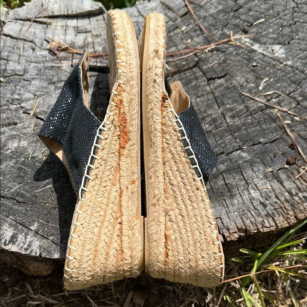 🆕 White Mountain Black and Tan Espadrille Slide Thong Sandals•Size 8 - Picture 16 of 16